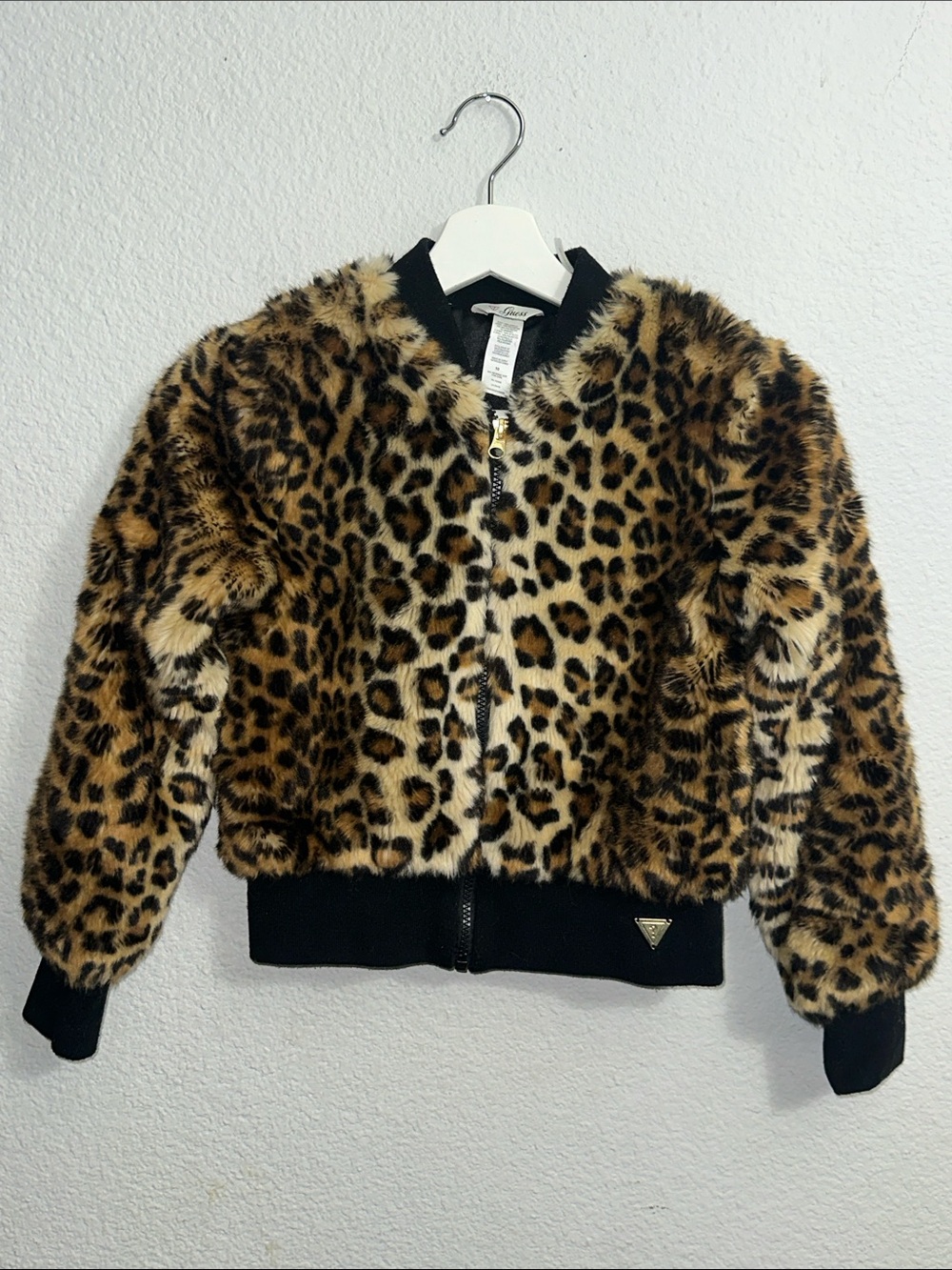 GUESS Faux Fur Bomber Jacket Youth Girls 10 Y2K‎